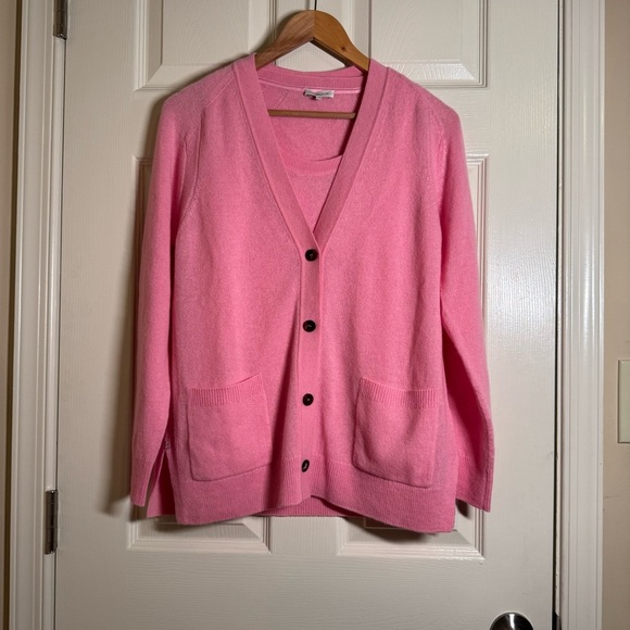 Lafayette 148 New York Vibrant Pink 100% Cashmere Two Piece Cardigan S - Picture 3 of 10